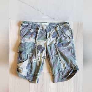 Abercrombie Fitch Cargo Shorts Womens L Camo Y2K Festival Utility Bermuda Jorts